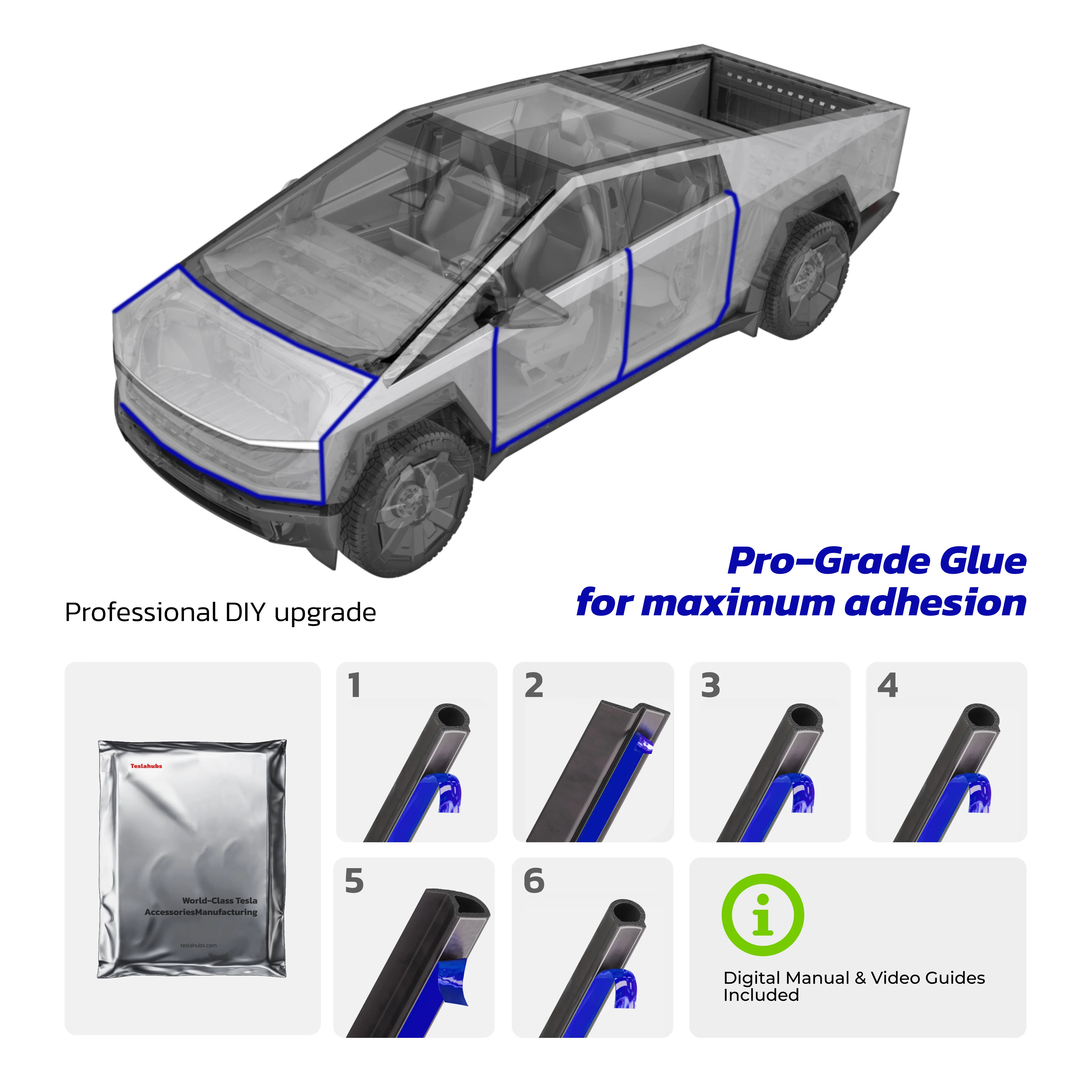 TeslaHubs™ ProGuard: Advanced Noise Reduction & Weatherproofing Kit Blue Edition - Image 10