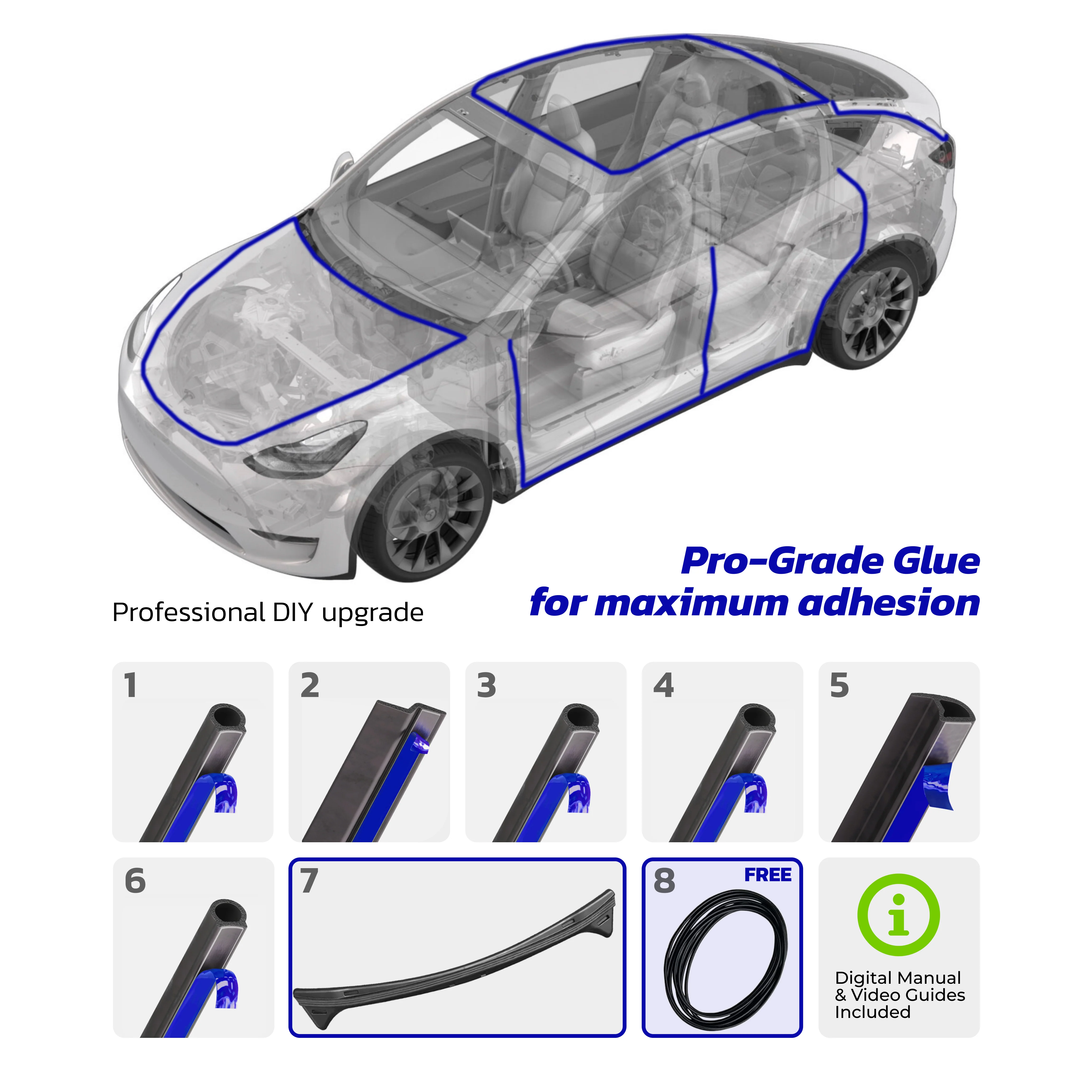 TeslaHubs™ ProGuard: Advanced Noise Reduction & Weatherproofing Kit Blue Edition - Image 12